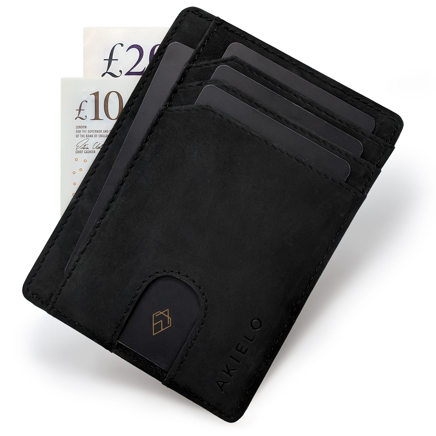 Black RFID blocking credit card holder wallet minimalist card wallet