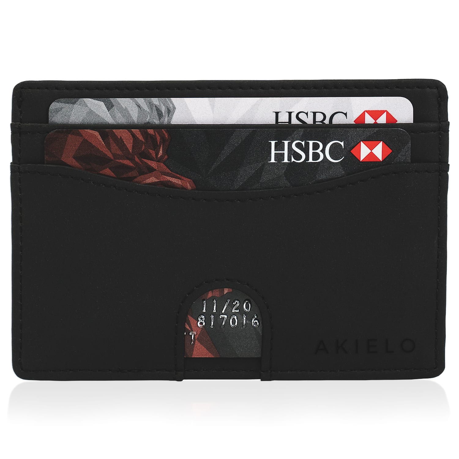 Black RFID Blocking Credit Card Holder Compact Minimalist Card Wallet