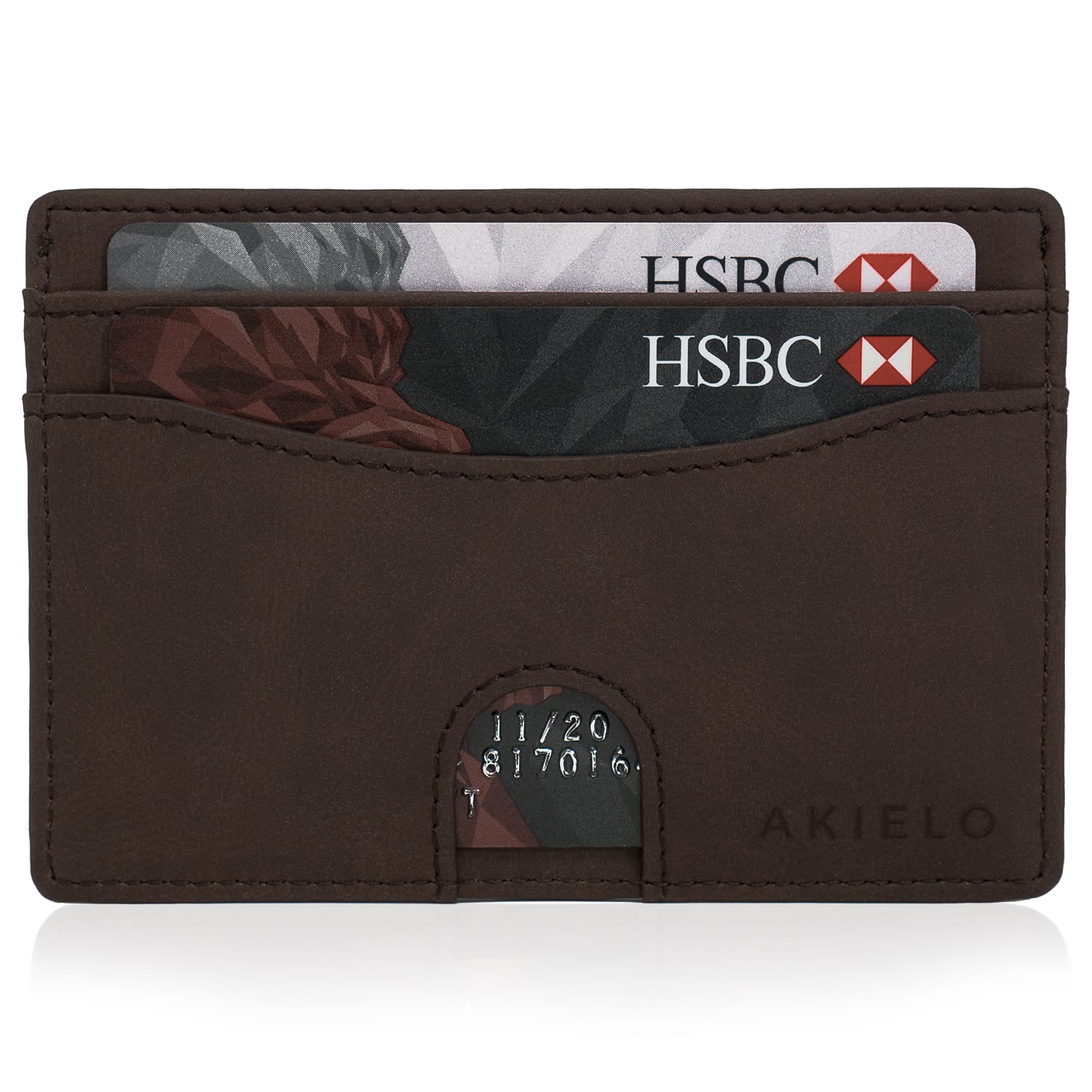 Brown RFID Blocking Credit Card Holder Compact Minimalist Card Wallet
