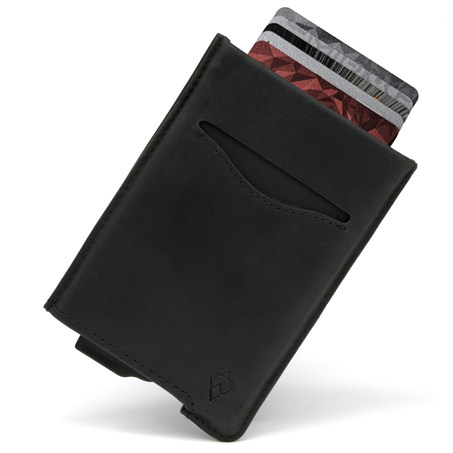 Black RFID blocking credit card holder wallet pop up leather card holder like Andar Pilot Wallet