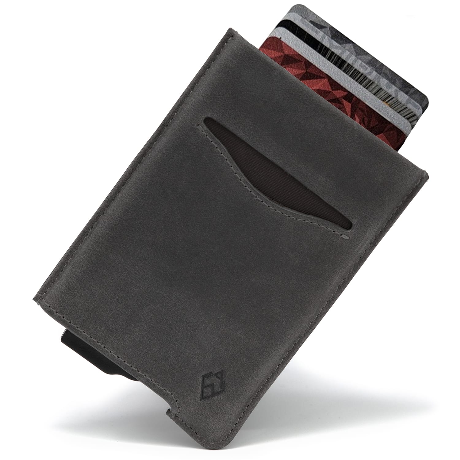 Slate Grey RFID blocking credit card holder wallet pop up leather card holder like Andar Pilot Wallet