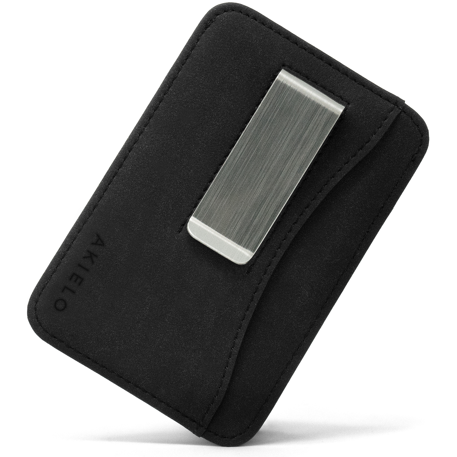 Black RFID blocking credit card holder wallet with Money Clip