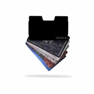 Black metal card holder ridge wallet expandable wallet