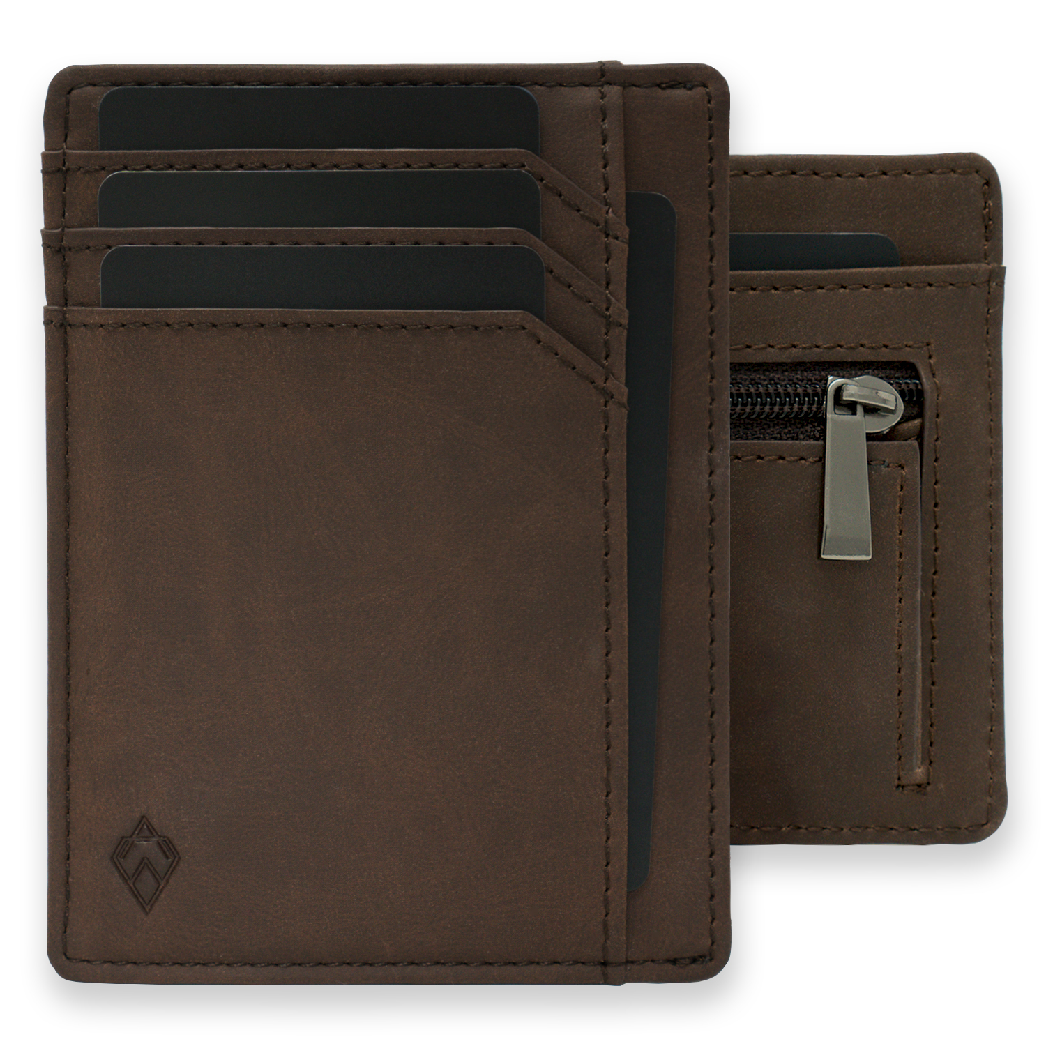 Brown RFID blocking credit card holder wallet with Zip Wallet